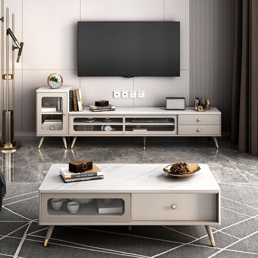 Sintered stone Coffee Table Drawer and Sliding door of both sides