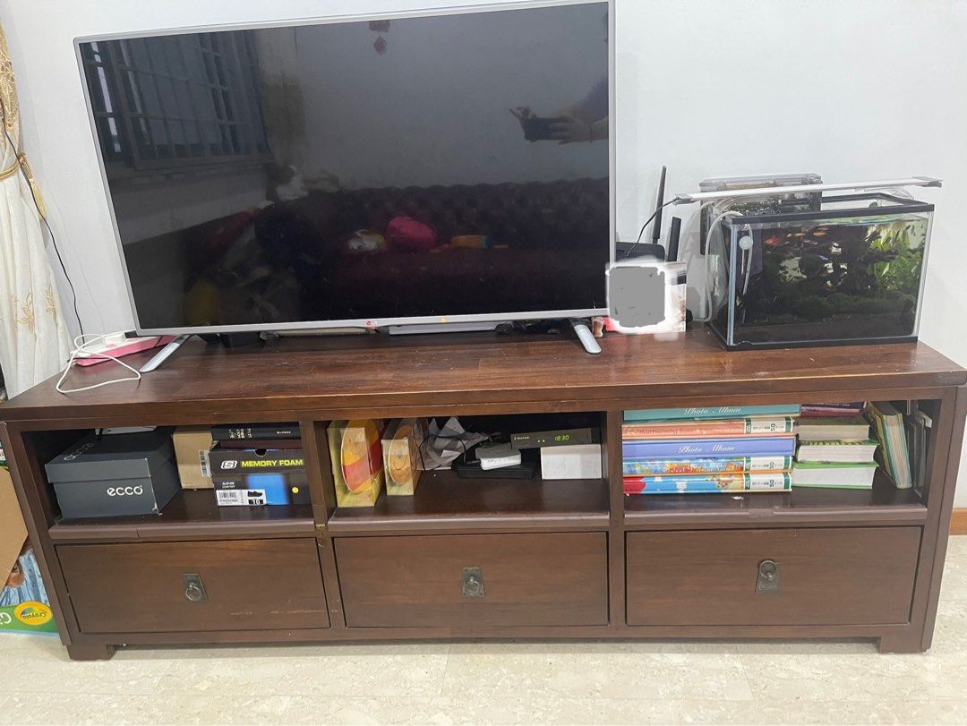 Solid wood tv rack, Furniture & Home Living, Furniture, Shelves