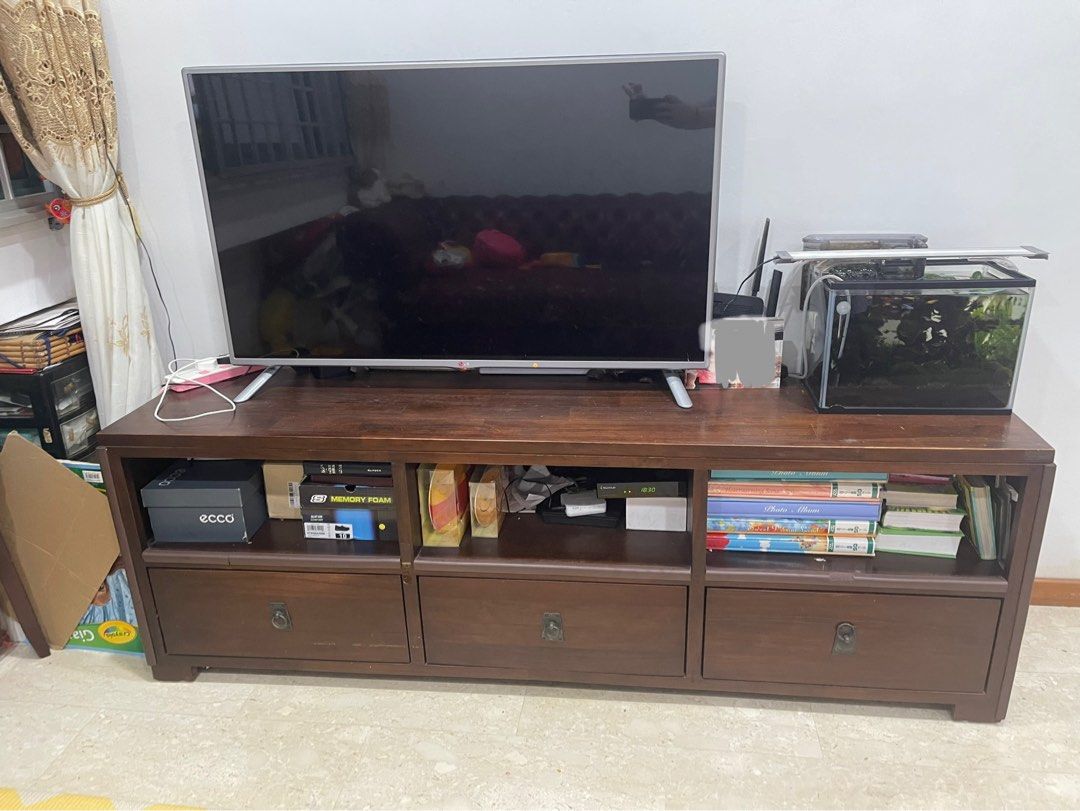 Solid wood tv rack, Furniture & Home Living, Furniture, Shelves