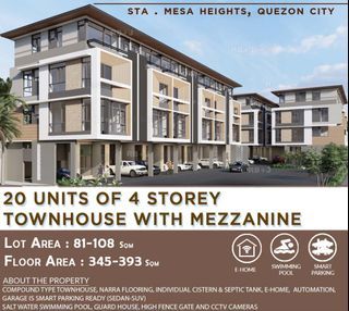 Sta. Mesa Heights Pre Selling 4 Storey Townhouses with Mezzanine 