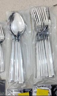 Stainless spoon and fork