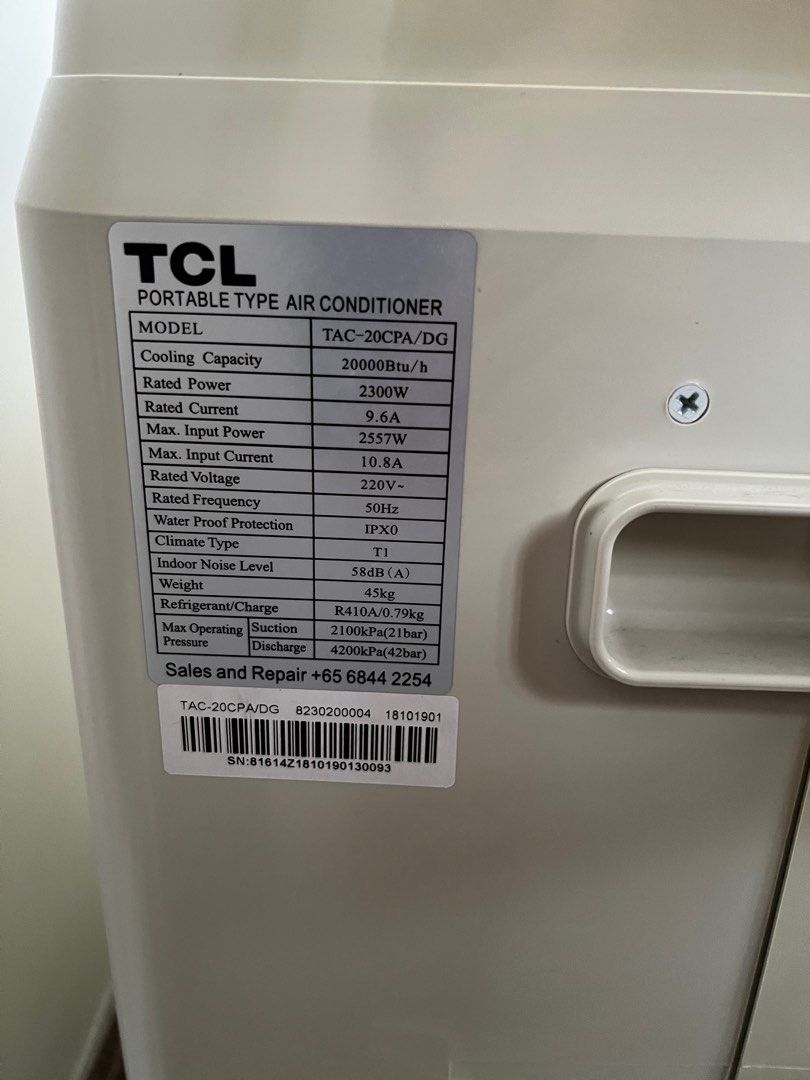 TCL Portable AirCond 20000BTU, TV & Home Appliances, Air Conditioners