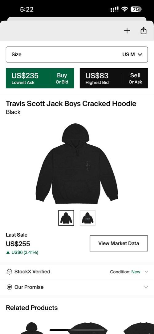 Travis scott jack deals boys cracked hoodie blac