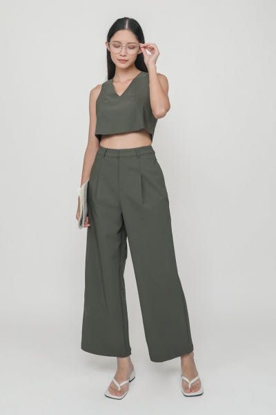 Cohen Pleated Wide Leg Pants (Dusty Rose)