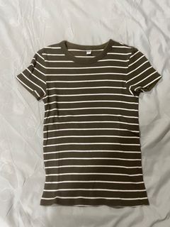 Uniqlo Ribbed Cotton Stripe T Shirt size S