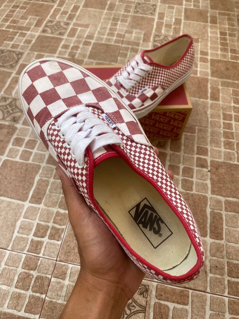 Vans Authentic Mix Checker Chili Pepper Men s Fashion Footwear