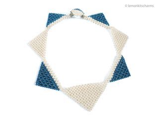 Vintage 1950s Blue Faux Pearl Beaded Collar Necklace, nk897-cak