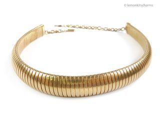 Vintage 1978 Sarah Coventry Omega Chain Choker Necklace, nk892-c
