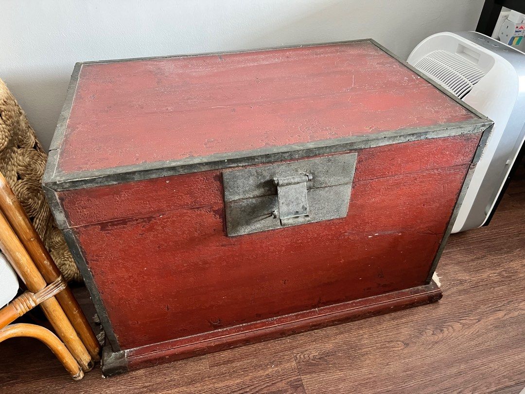 Vintage wooden chest trunk, Furniture & Home Living, Furniture, Other