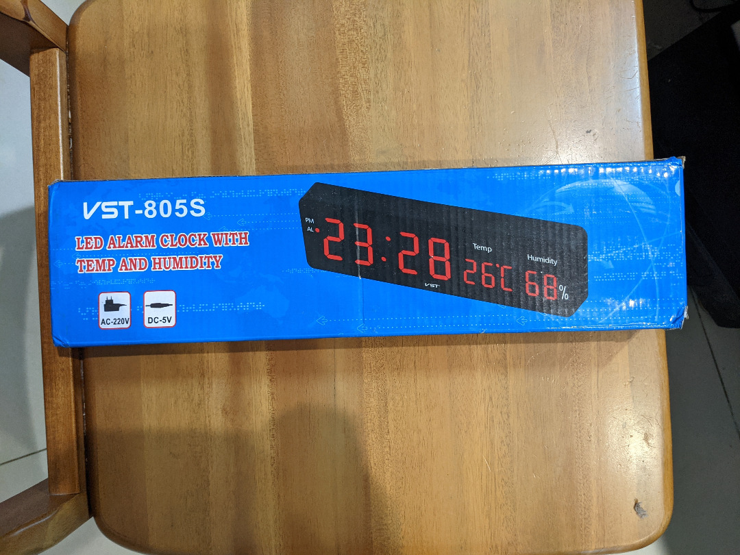 VST805S LED Alarm Clock with Temp and Humidity Display, Furniture