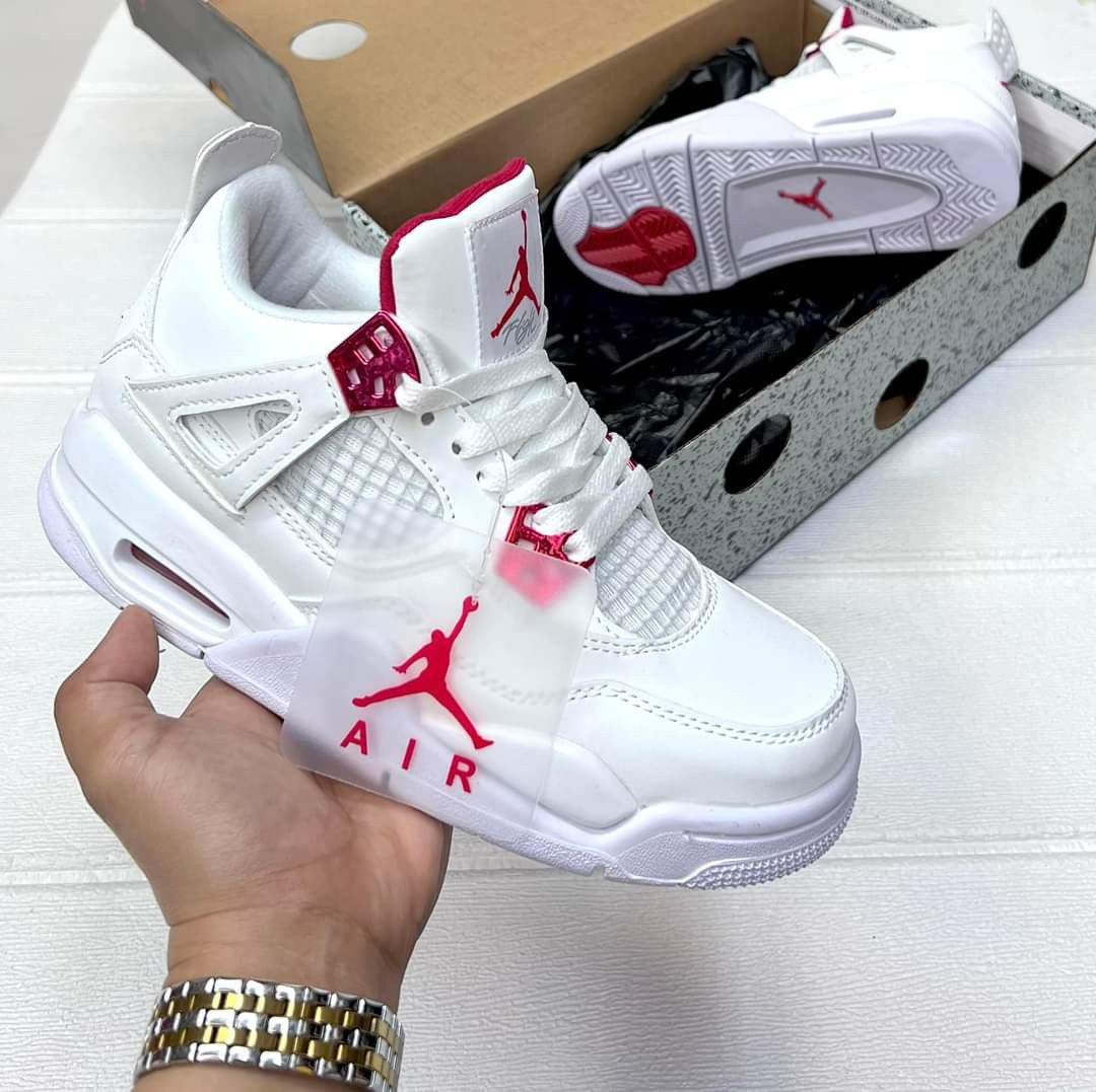 Red and white combination shoes shop