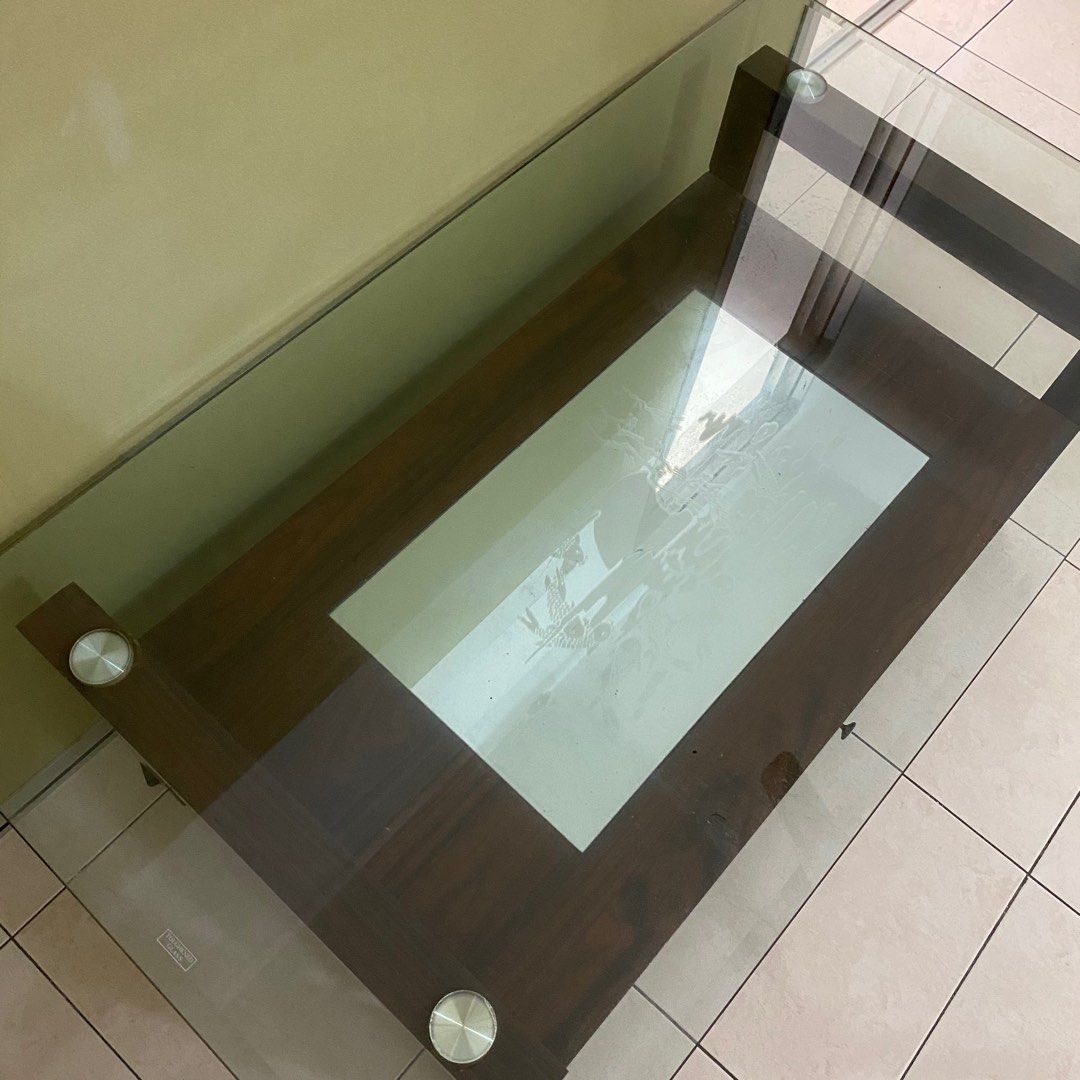 Wooden Glass Table, Furniture & Home Living, Furniture, Tables & Sets