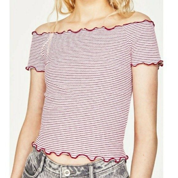 Zara Off Shoulder Top - Stripe, Women's Fashion, Tops, Other Tops on  Carousell