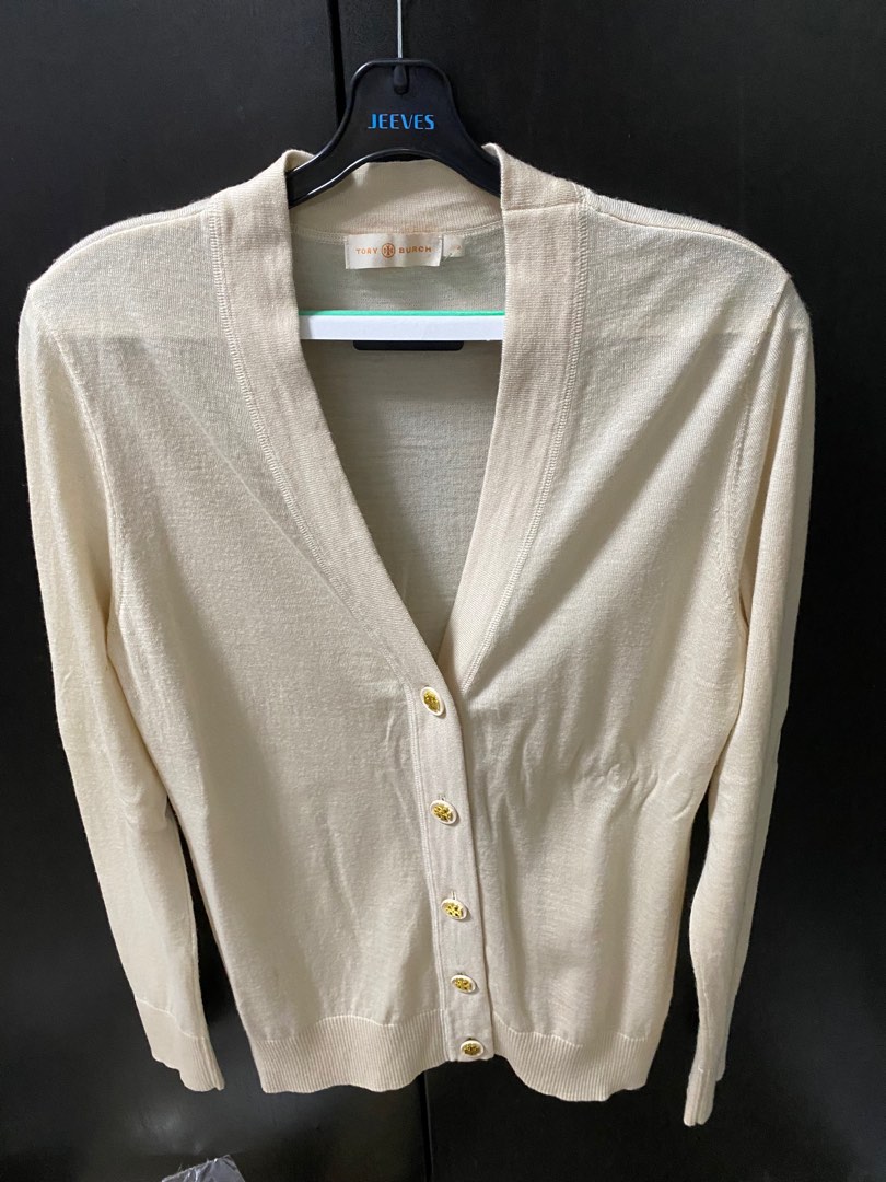 100% authentic Tory Burch cardigan (beige), Luxury, Apparel on Carousell