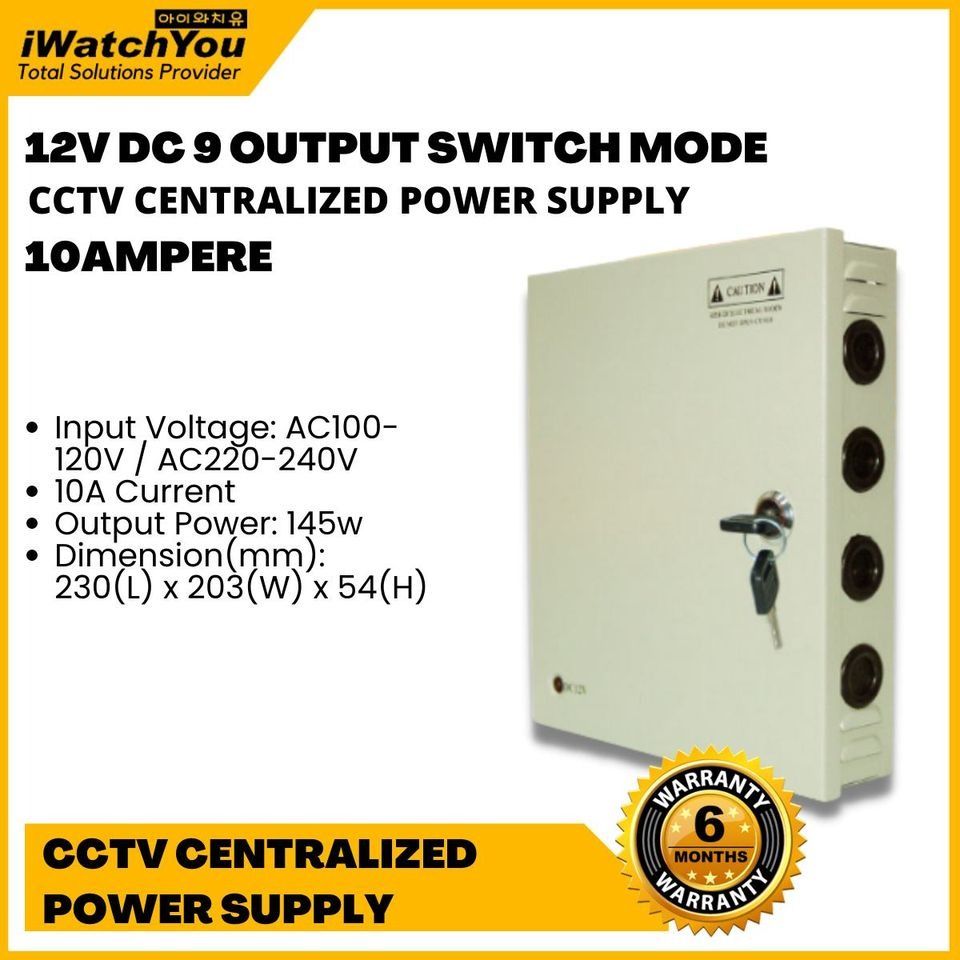12VDC 10A 9 Output Switch Mode with PPTC or Resettable fuse Centralized ...