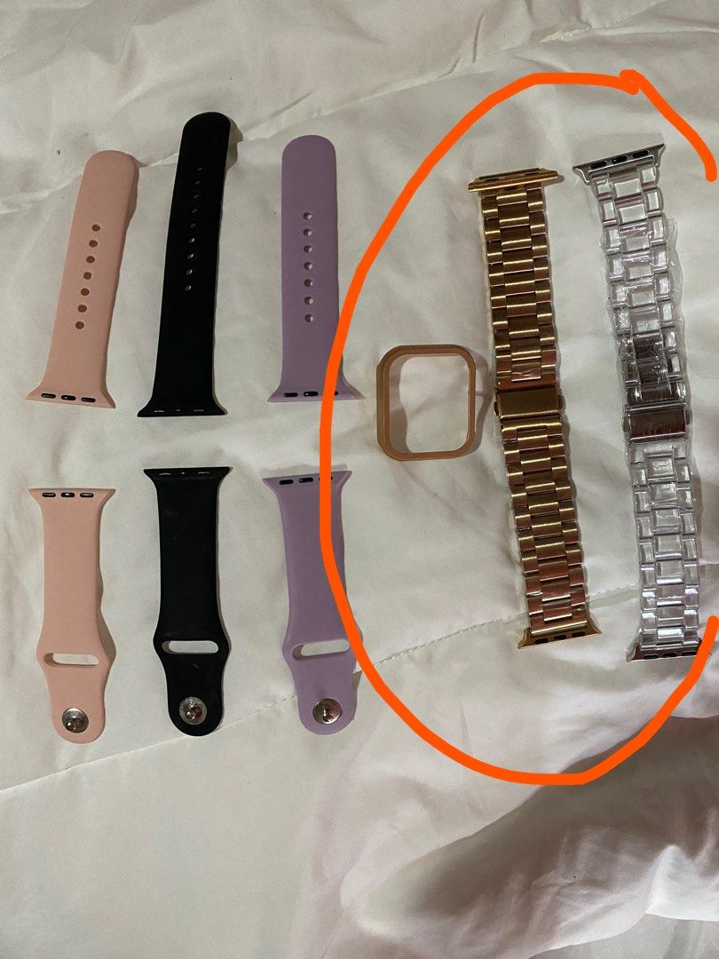 40 mm apple watch straps (Category: Luxury Watches) located in Quezon City. Submitted by cosmicshark.060c70 (Listing ID 1201354060, Image 1). Description: 2 straps apple watch 40mm clear rose gold.