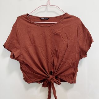 夏日復古短板磚紅咖啡色上衣