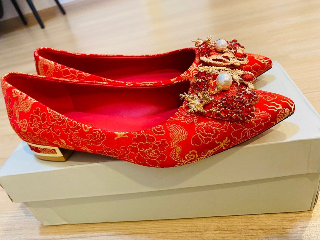 Medium (B, M) Red Bridal Shoes for sale | eBay