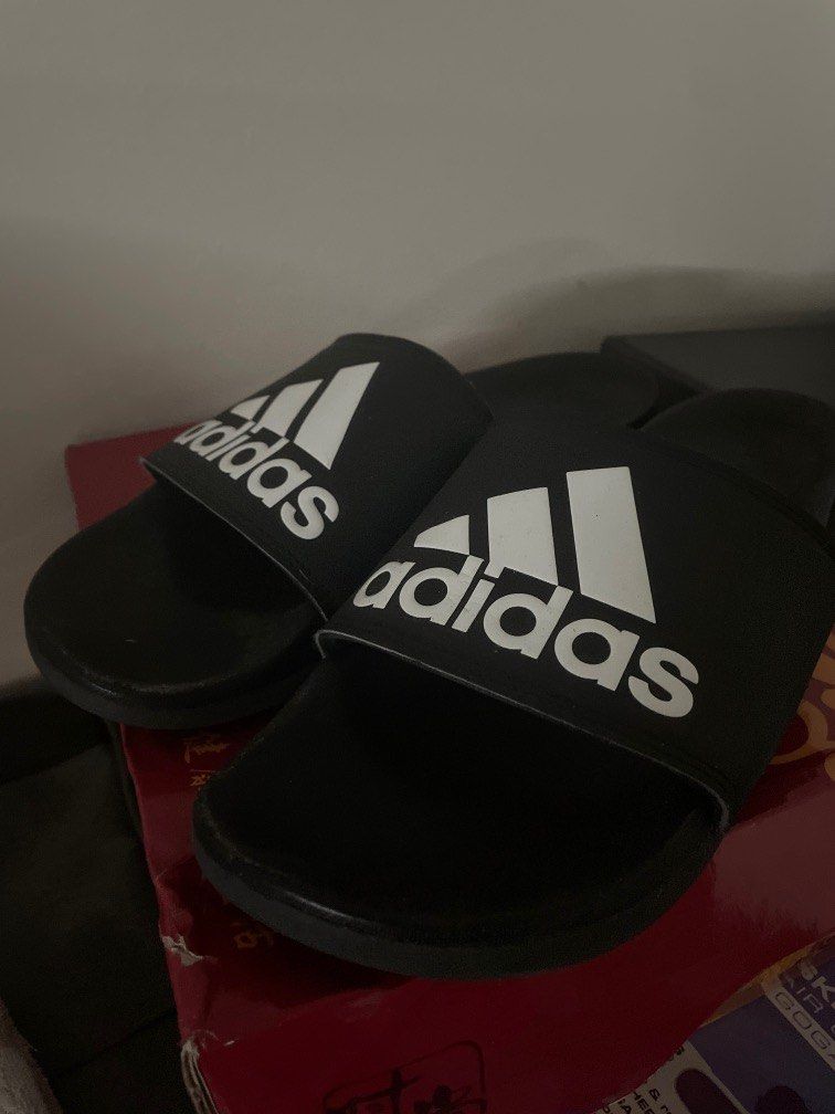 triple black adidas slides