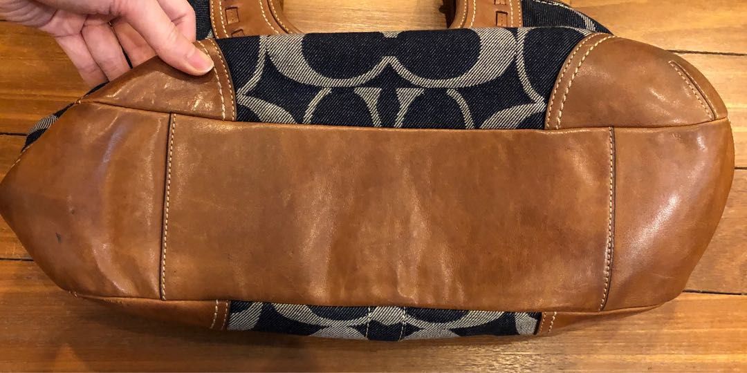 Authentic Coach Signature Denim Leather Hobo Bag w matching wallet