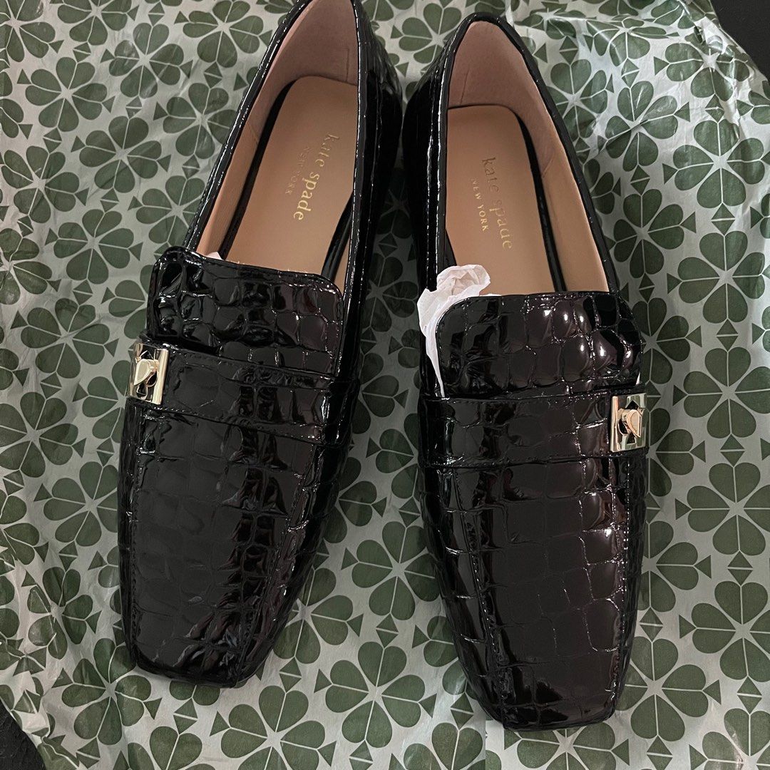 Authentic Kate spade leather slip on black shoe（size 39）, Women's Fashion,  Footwear, Flats on Carousell