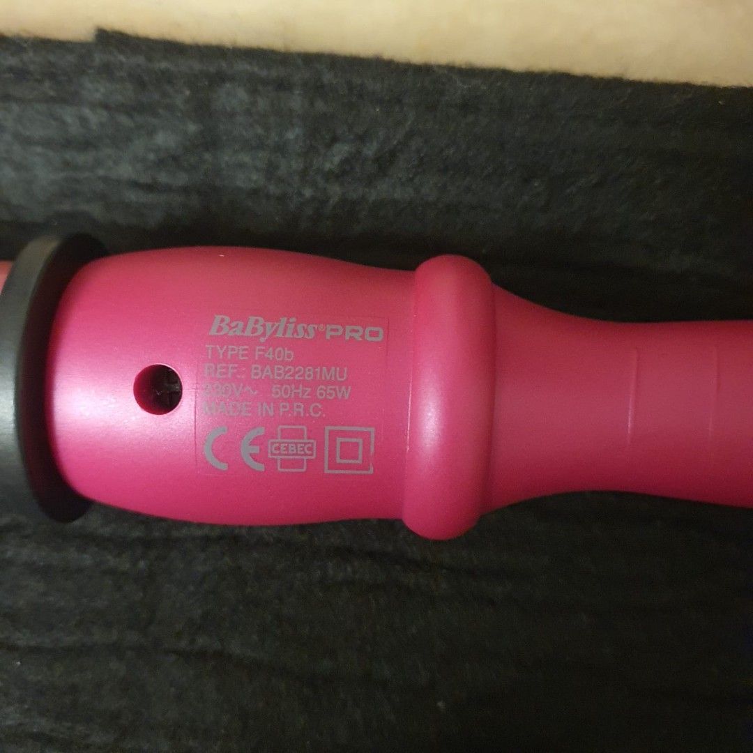 Babyliss Hair Curler Authentic Pro Rebel Porcelain Tapering Barrel 25mm 3 pin plug
