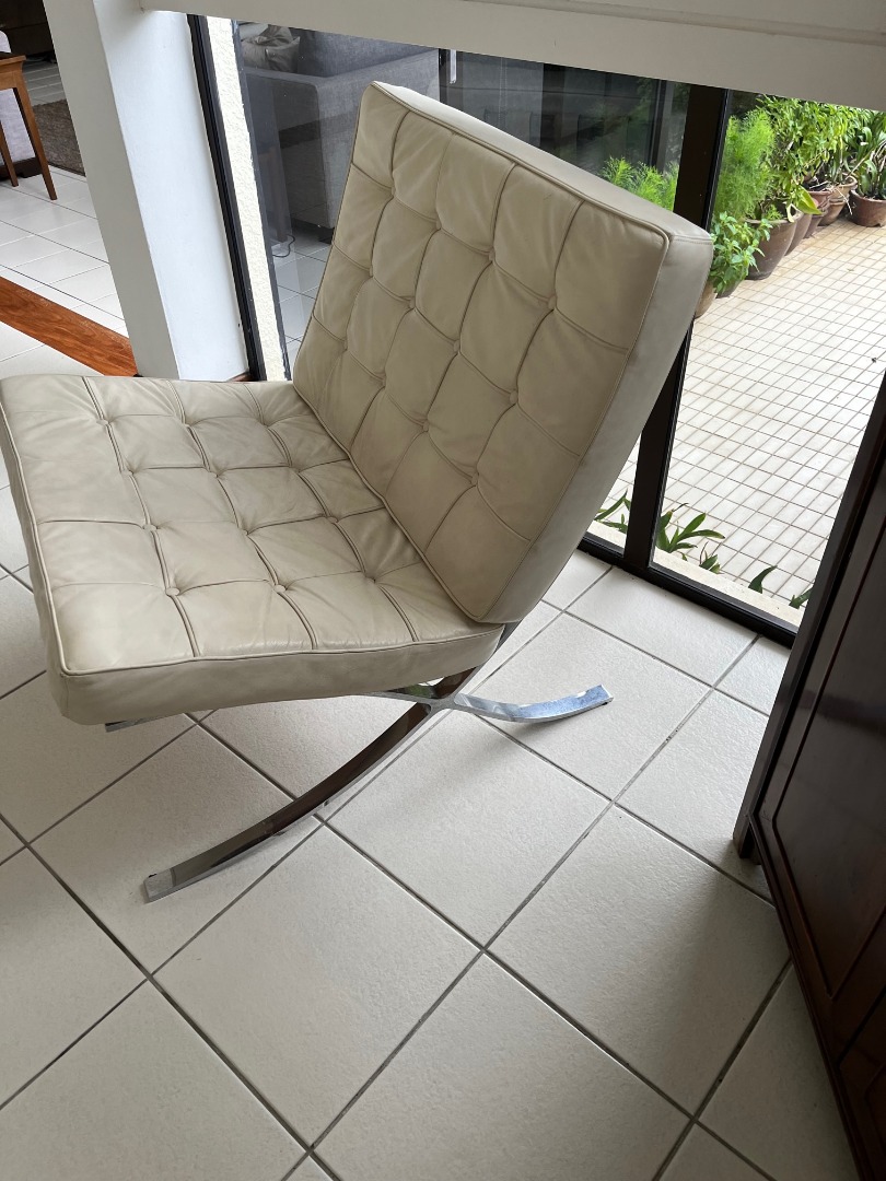 Barcelona chair and matching stool, Furniture & Home Living, Furniture, Chairs on Carousell