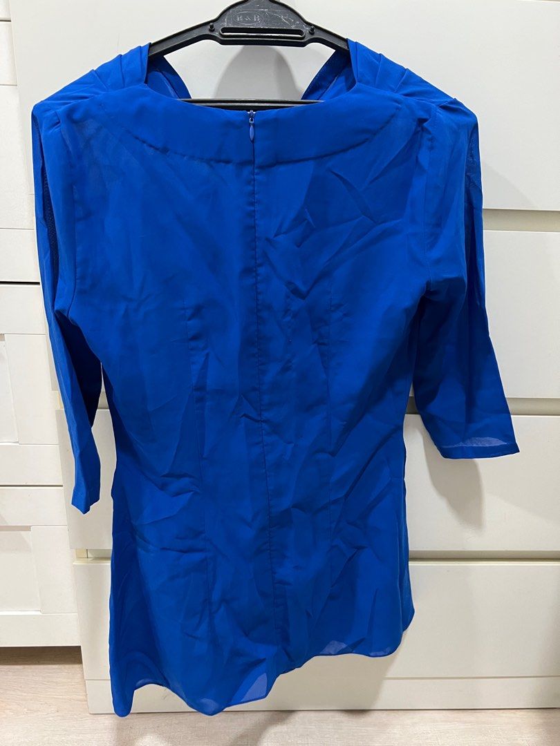 Blue blouse S, Women's Fashion, Tops, Blouses on Carousell