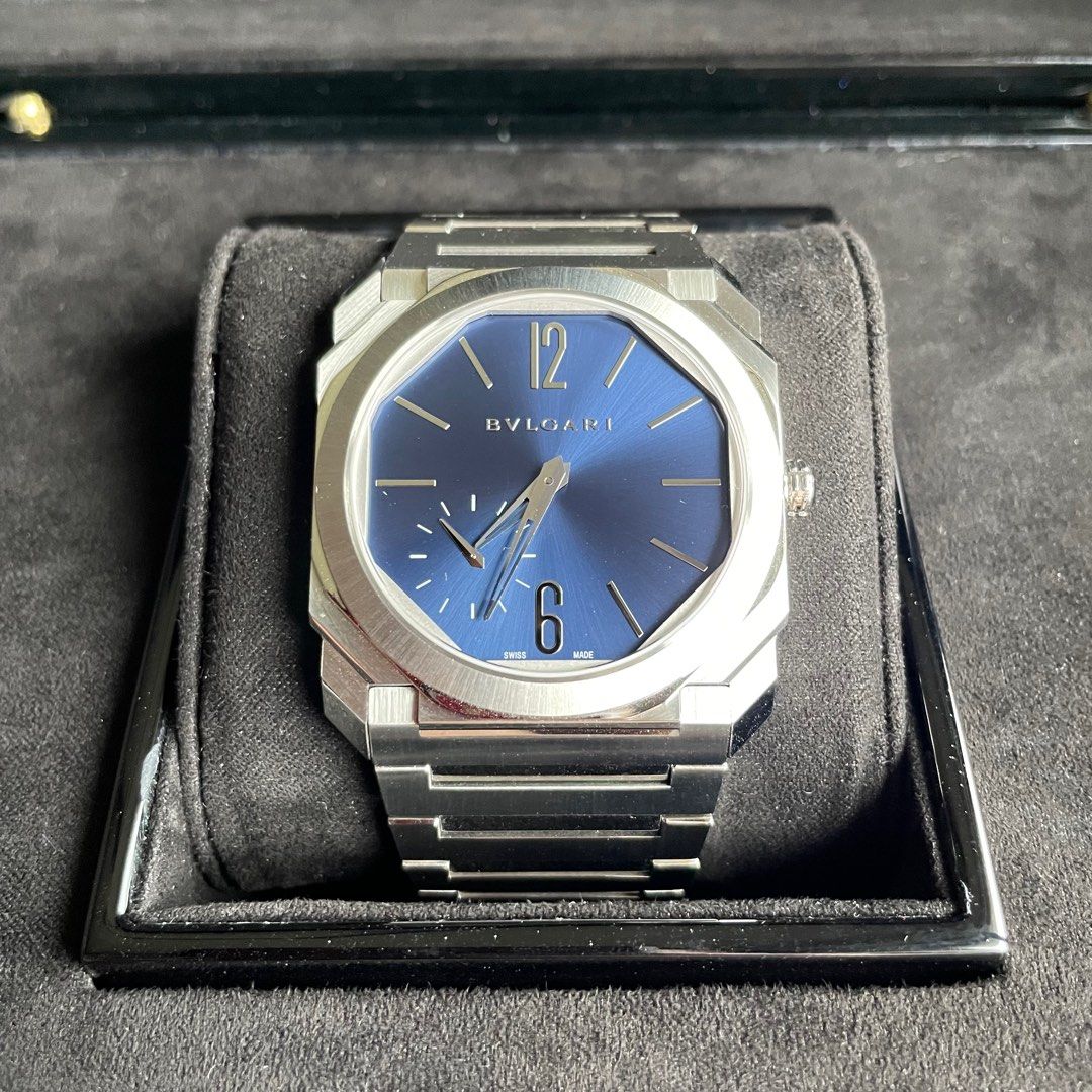 Bvlgari Octo Finissimo 40mm Blue Dial Ultra Thin, Luxury, Watches on  Carousell