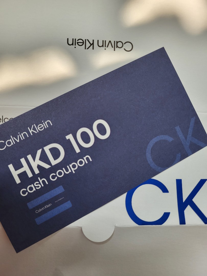Calvin Klein $100 coupon, 門票＆禮券, 兌換券- Carousell