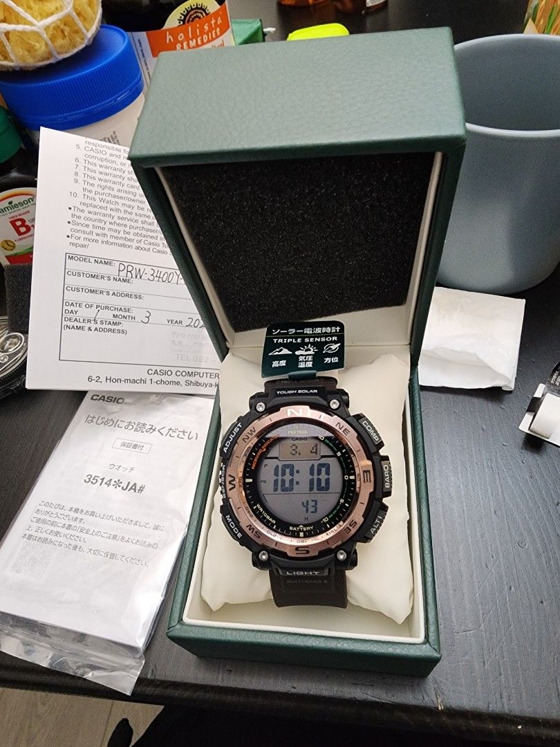 Casio & Protrek PRW-3400Y-5JF, 男裝, 手錶及配件, 手錶- Carousell