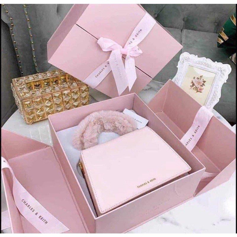 Charles and Keith Pink Fur bag