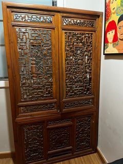 Chinese wood divider window screen carved