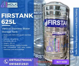 Firstank 625L Vertical Stainless Steel Water Storage Tank