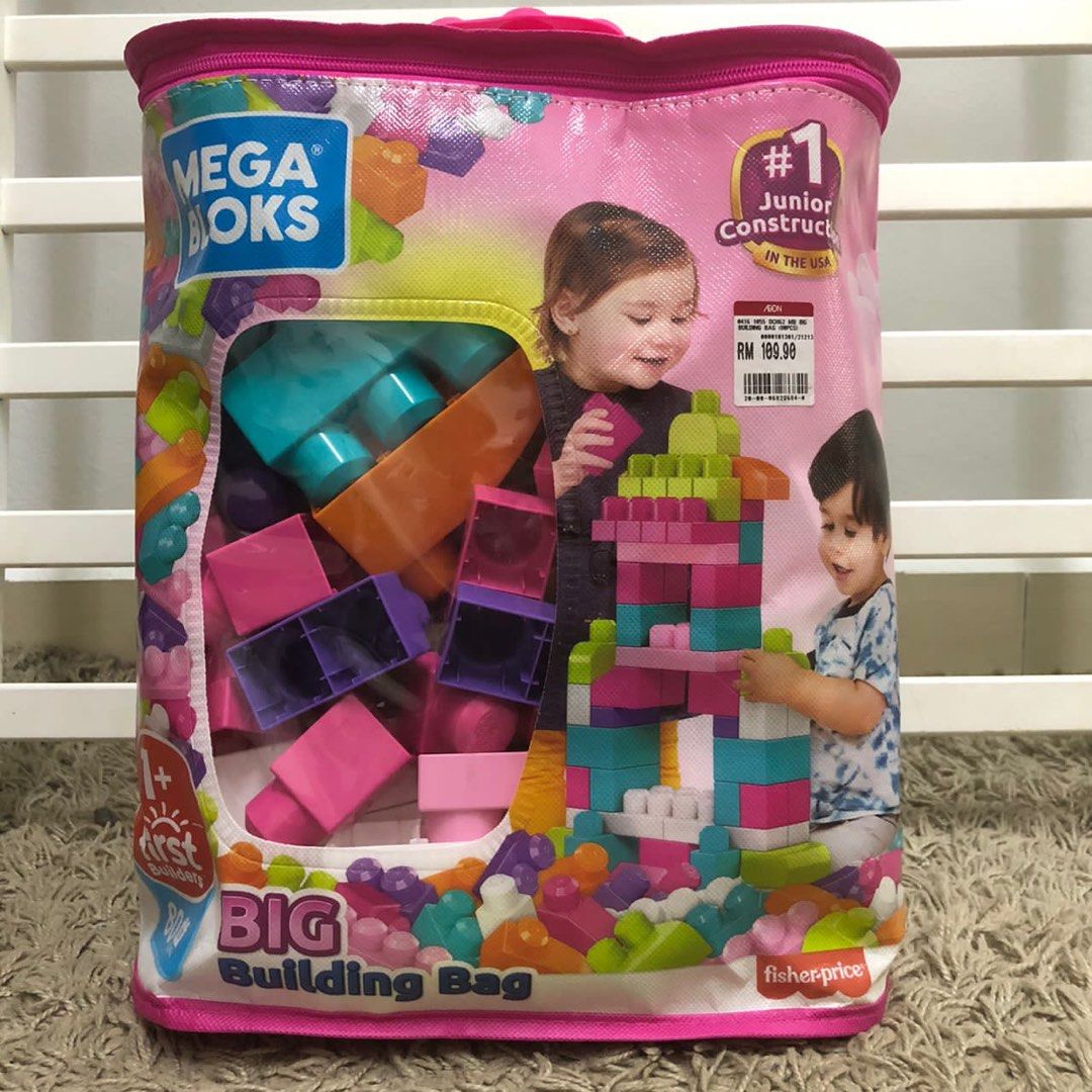 Mega Bloks Big Building Bag ( 80pcs) Fisher Price, Babies & Kids