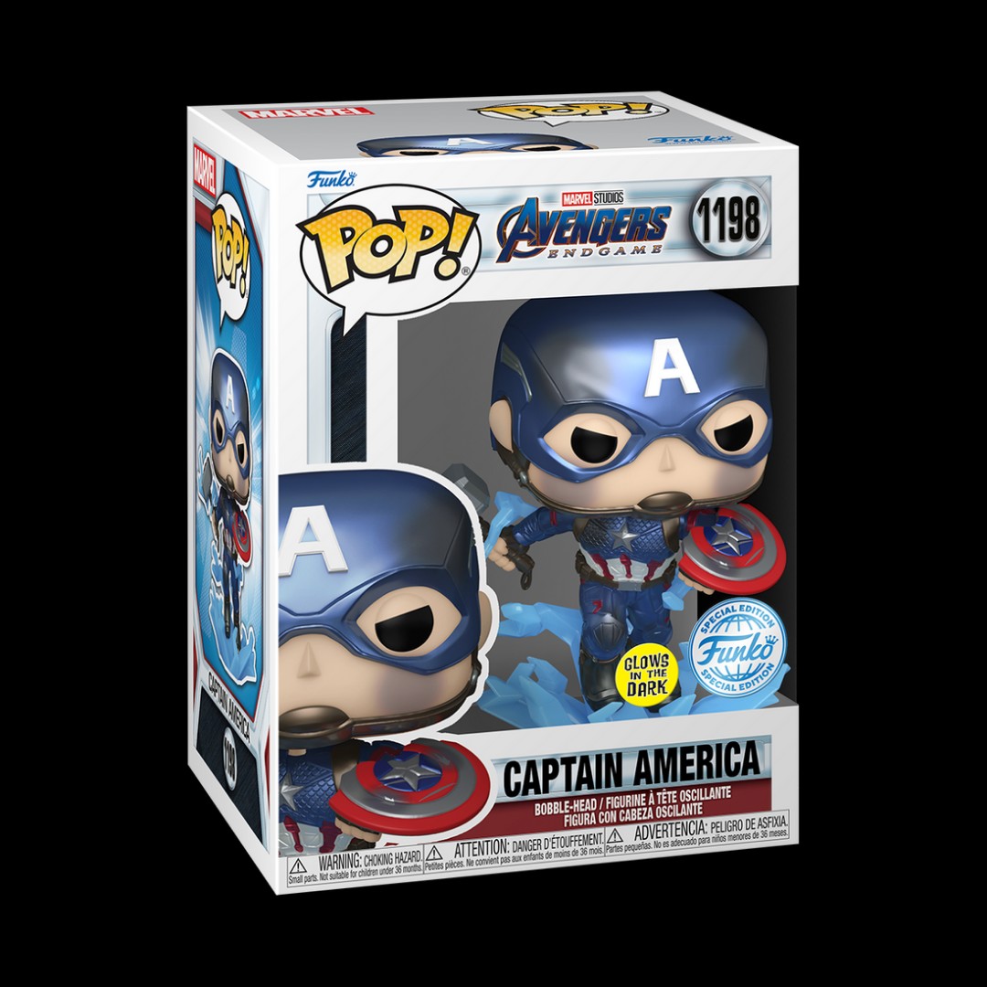 Funko POP! Marvel Avengers Endgame #1198 Captain America (Metallic - Glows)  New