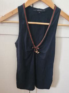 GUCCI SIGNATURE TEE Black Sleeveless Top