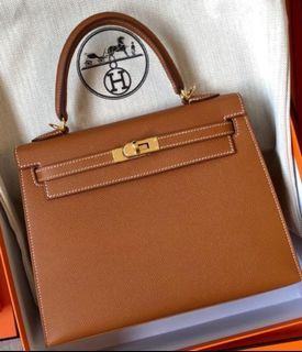 Hermes Kelly Retourne 25 Etain Togo, Luxury, Bags & Wallets on Carousell