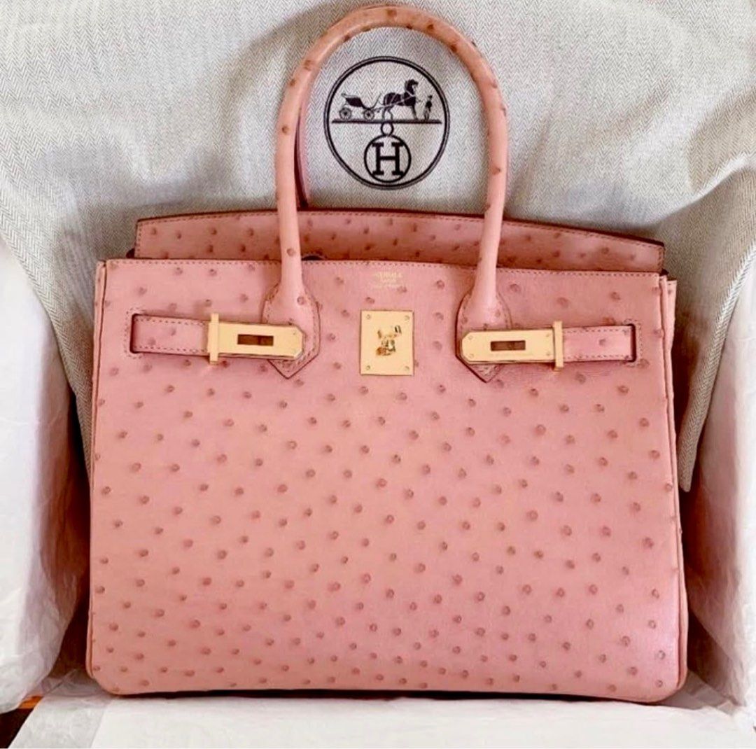 Hermes Pink Ostrich Birkin, Luxury, Bags & Wallets on Carousell