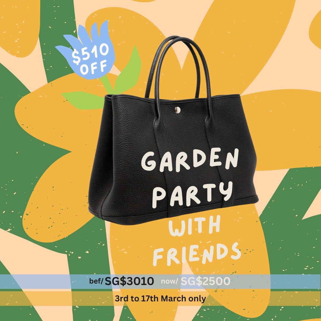 Authentic Hermes Garden Party 30 Noir Black Stamp B Negonda leather brand  new full set with receipt, Luxury, Bags & Wallets on Carousell