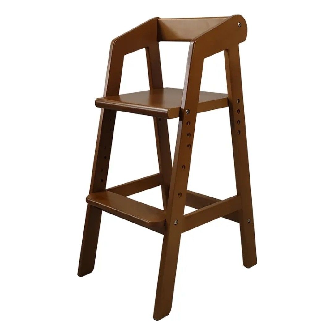 Adjustable Kids High Chair (dark brown solid wood), Furniture & Home