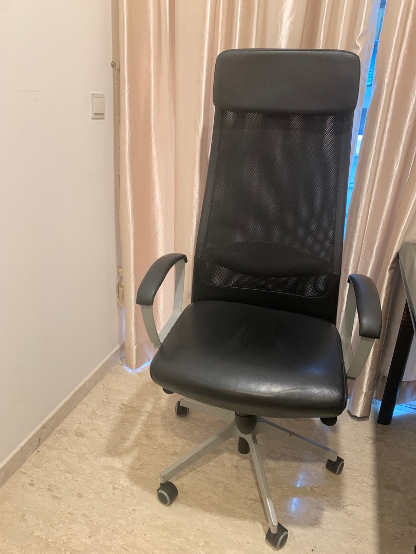 IKEA MARKUS Leather Chair Furniture Home Living Furniture Chairs on Carousell