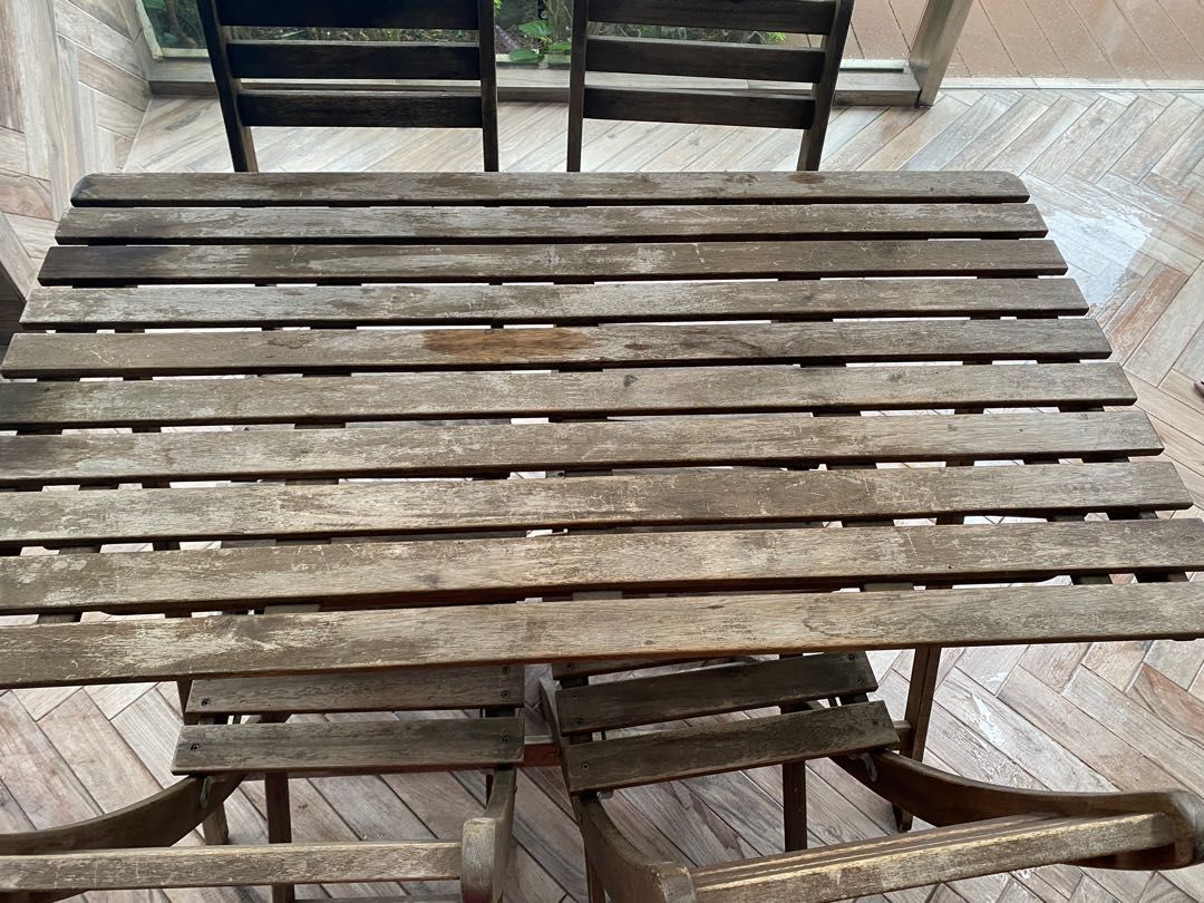 IKEA outdoor table with 4 chairs, Furniture & Home Living, Outdoor