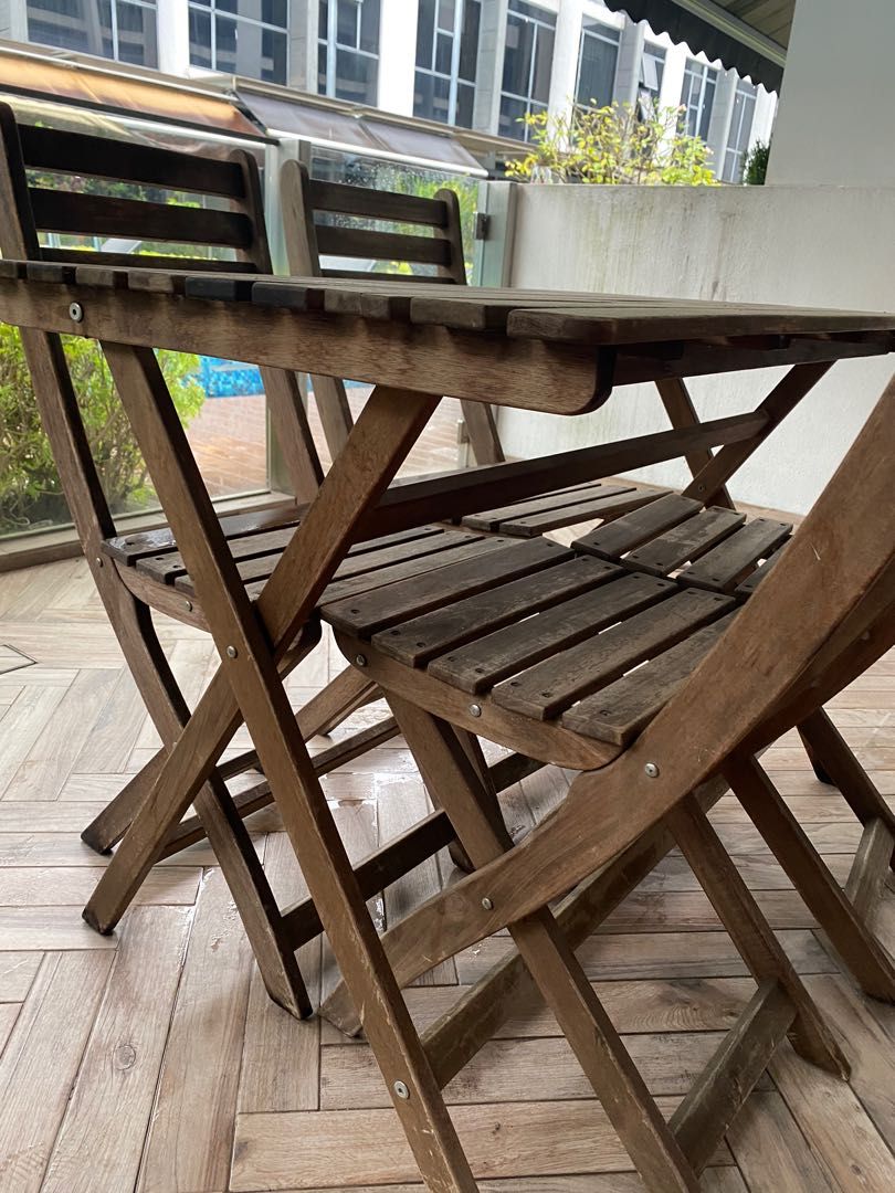 IKEA outdoor table with 4 chairs, Furniture & Home Living, Outdoor