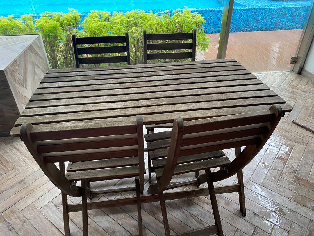 IKEA outdoor table with 4 chairs, Furniture & Home Living, Outdoor