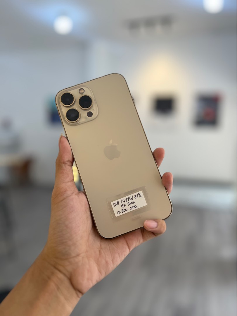 iphone 13 pro max 128gb gold, ex iboxx, Telepon Seluler & Tablet