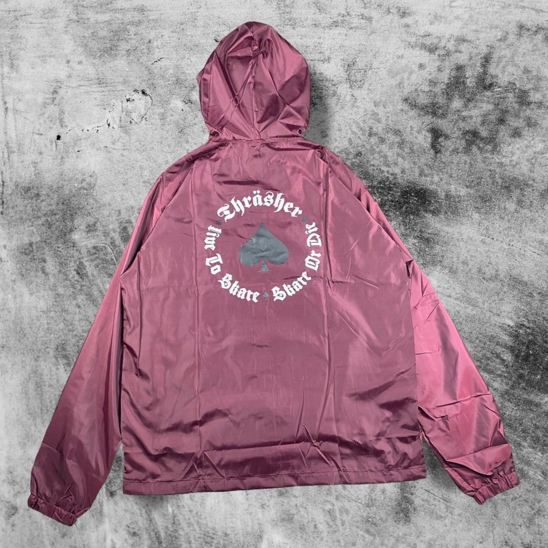 Jaket Coach Hoodie Thrasher Spade Burgundy