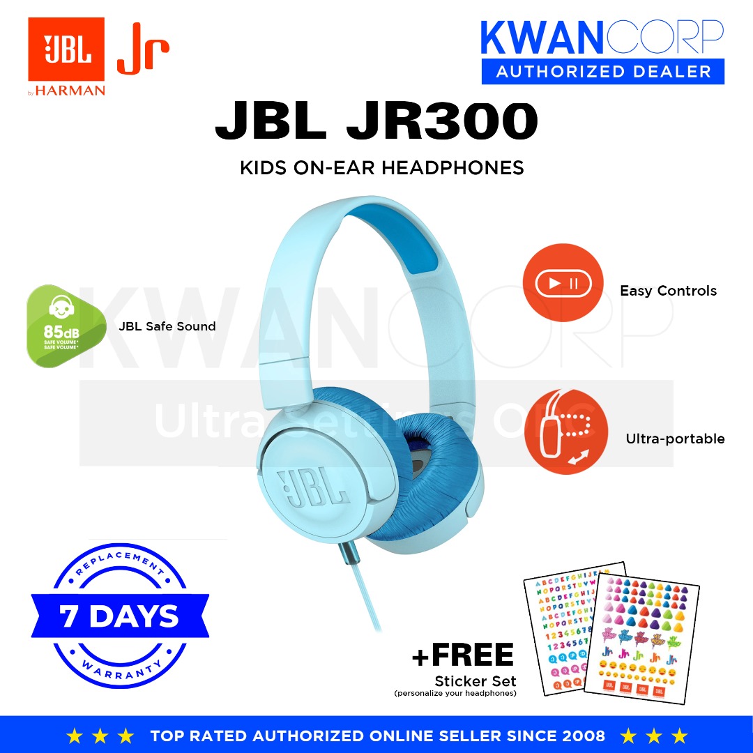 JBL JR300 BLUE KIDS ON-EAR HEADPHONES on Carousell