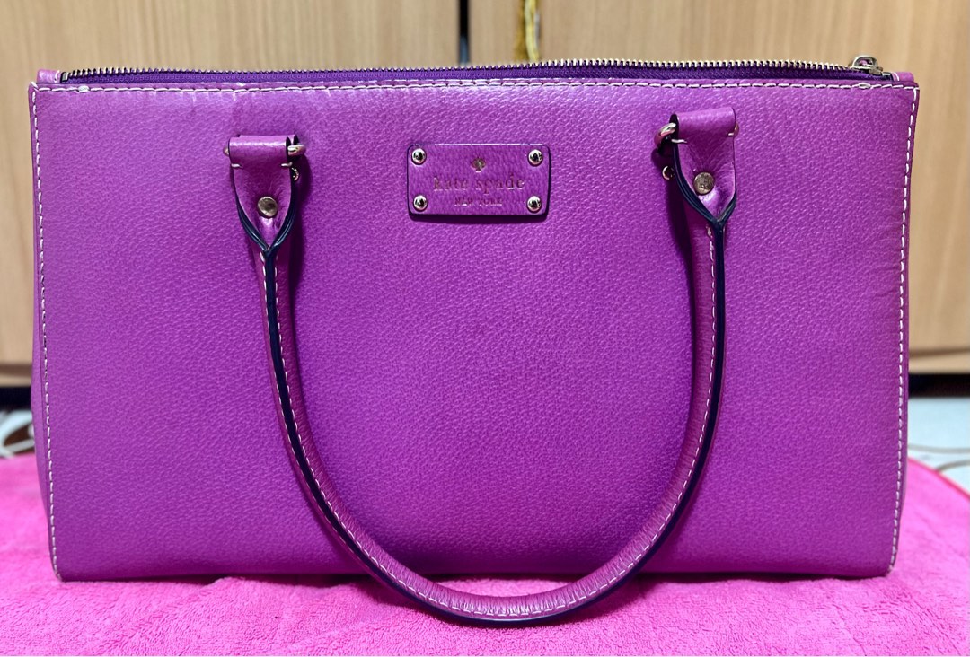 Kate Spade Martine Wellesley Leather Bag in Purple, Luxury, Bags & Wallets  on Carousell