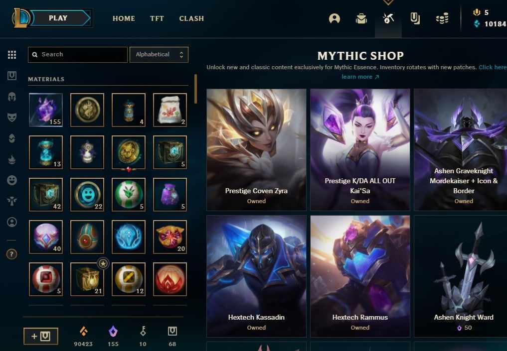 League of legends 1470 ALL SKINS+ ALL RARE SKINS(ALL 3 PAX+BLACK